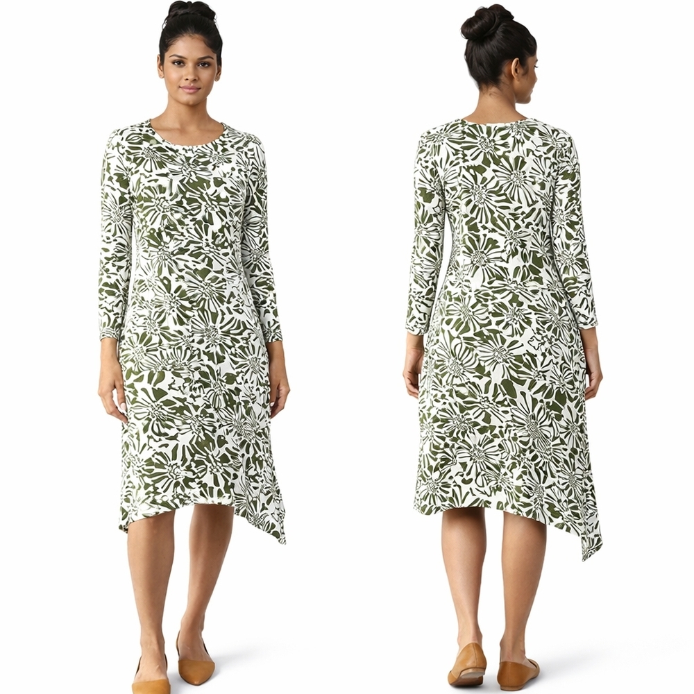 NWT ROHB Joyce Azria Tribeca NY Dress Olive Safari Print Tshirt Rayon Soft